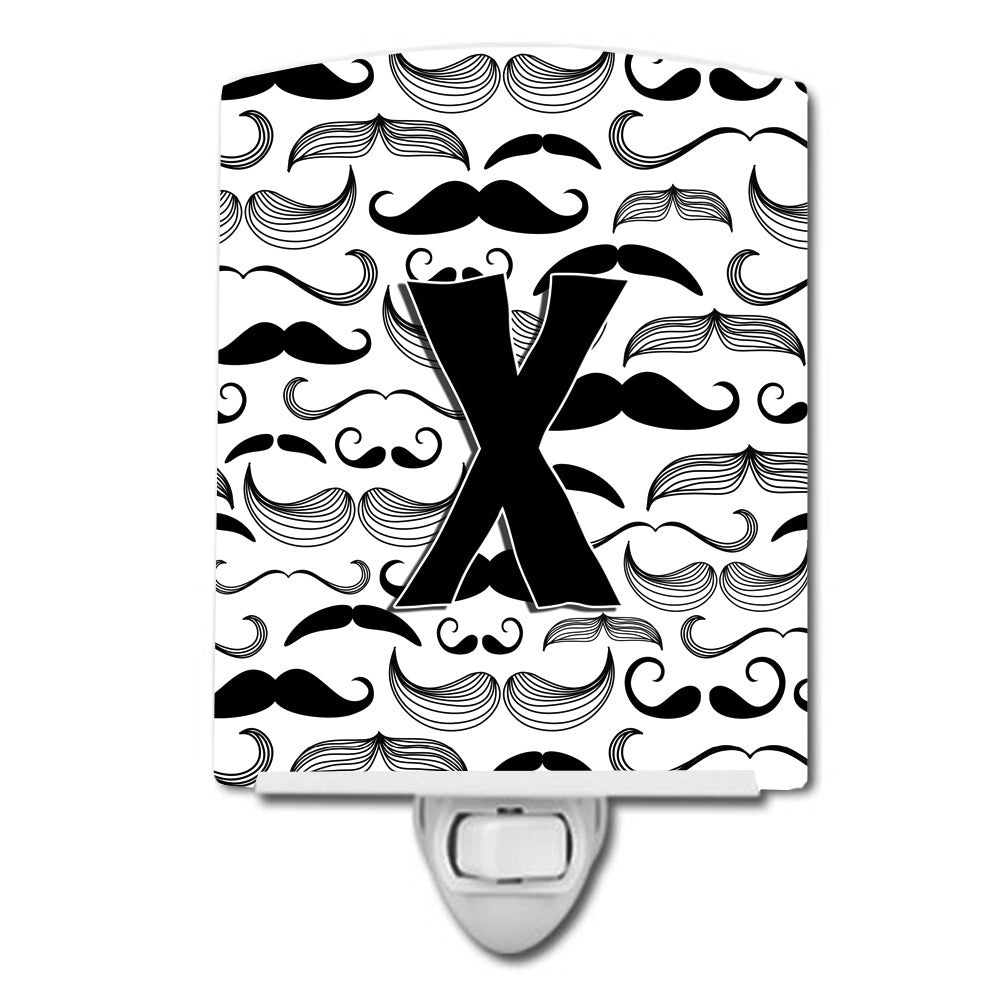 Letter X Moustache Initial Ceramic Night Light CJ2009-XCNL - the-store.com
