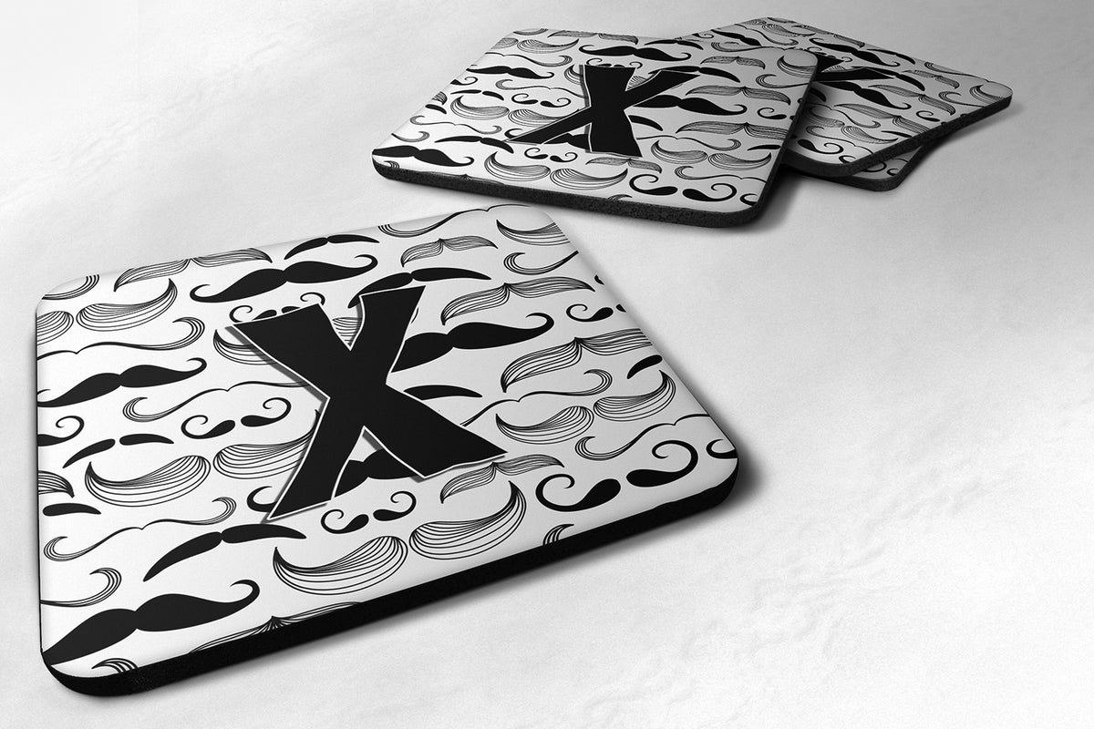 Set of 4 Letter X Moustache Initial Foam Coasters CJ2009-XFC - the-store.com