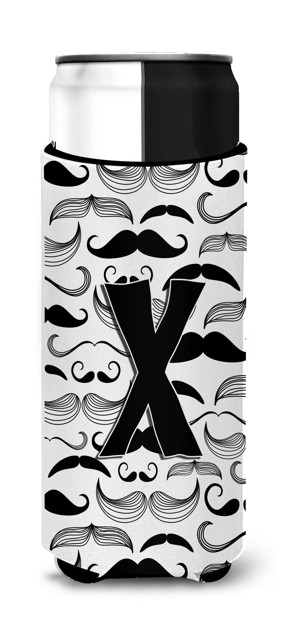 Letter X Moustache Initial Ultra Beverage Insulators for slim cans CJ2009-XMUK.