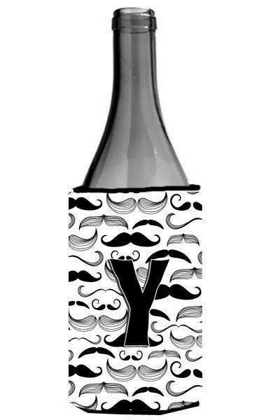 Letter Y Moustache Initial Wine Bottle Beverage Insulator Hugger CJ2009-YLITERK by Caroline&#39;s Treasures
