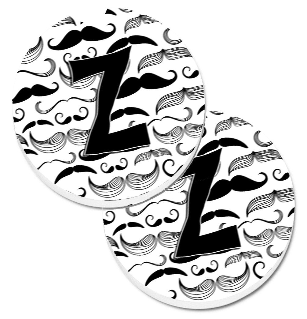 Letter Z Moustache Initial Set of 2 Cup Holder Car Coasters CJ2009-ZCARC by Caroline's Treasures