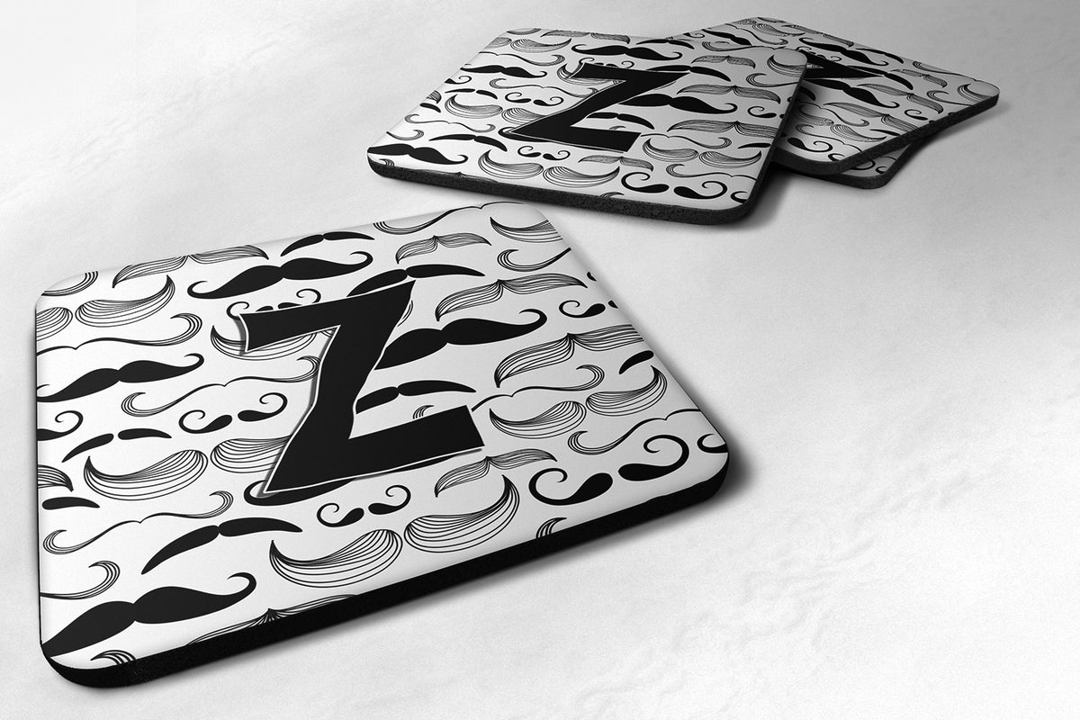 Set of 4 Letter Z Moustache Initial Foam Coasters CJ2009-ZFC - the-store.com