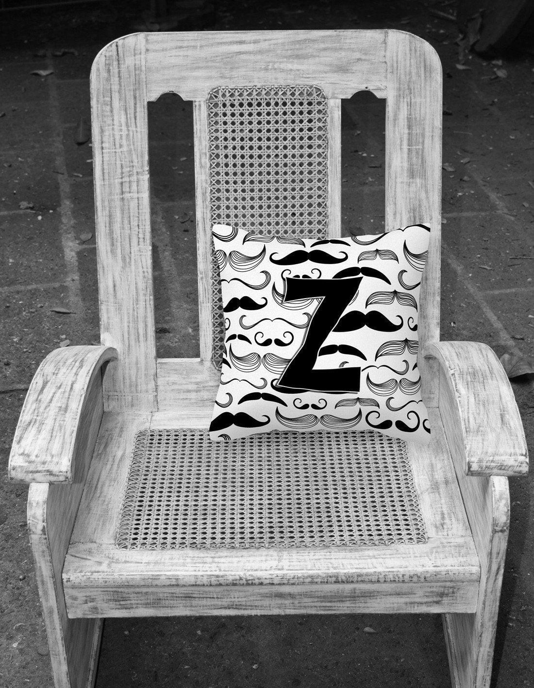 Letter Z Moustache Initial Canvas Fabric Decorative Pillow CJ2009-ZPW1414 by Caroline's Treasures
