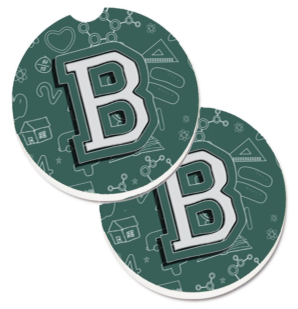Letter B Back to School Initial Set of 2 Cup Holder Car Coasters CJ2010-BCARC by Caroline&#39;s Treasures