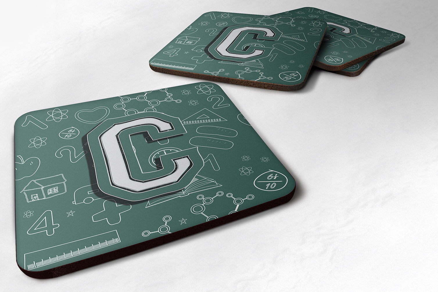 Set of 4 Letter C Back to School Initial Foam Coasters CJ2010-CFC - the-store.com
