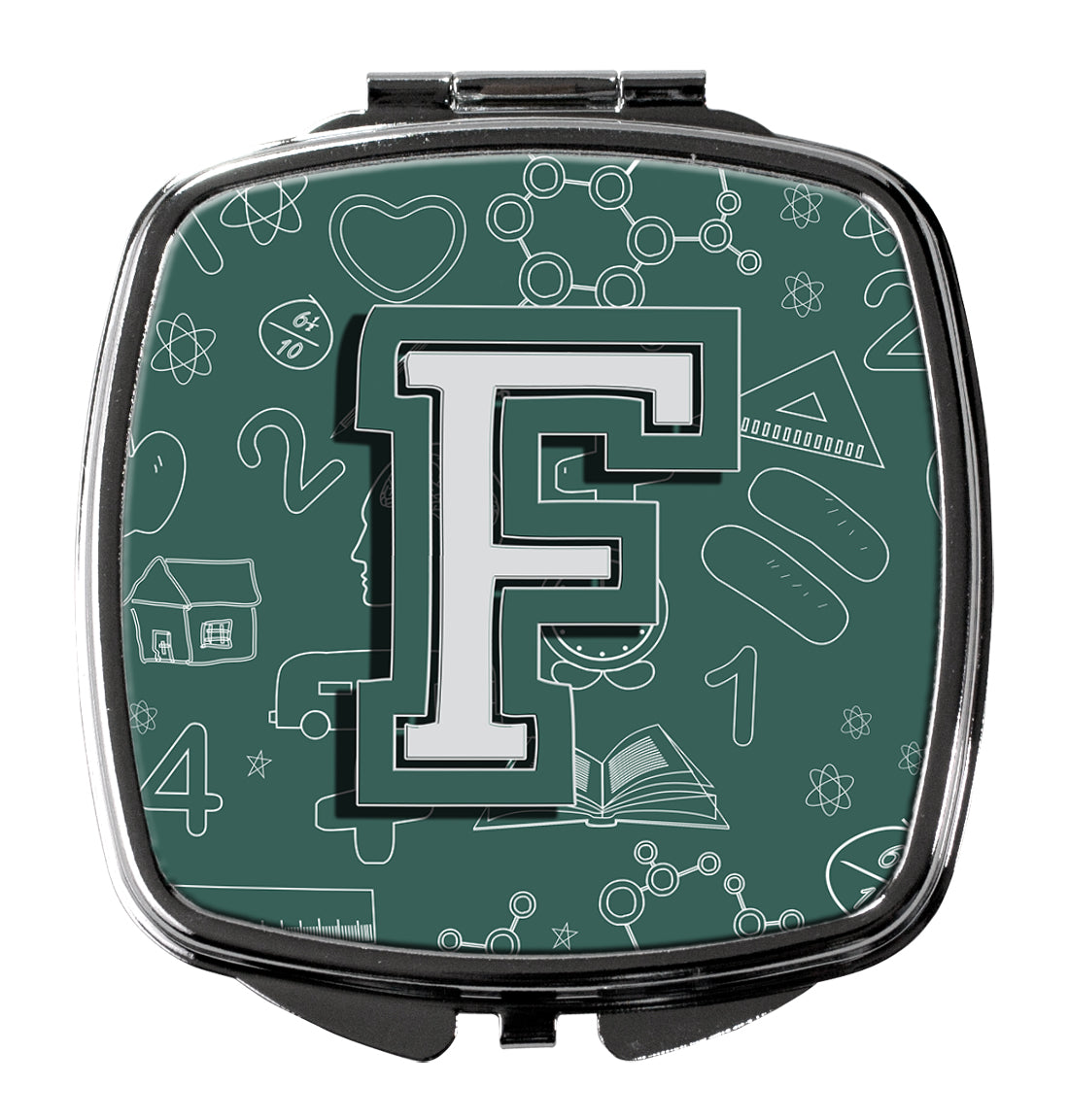 Caroline's Treasures Letter F Back to School Initial Compact Mirror – Stylish Purse Mirror with Artistic Covers CJ2010-FSCM