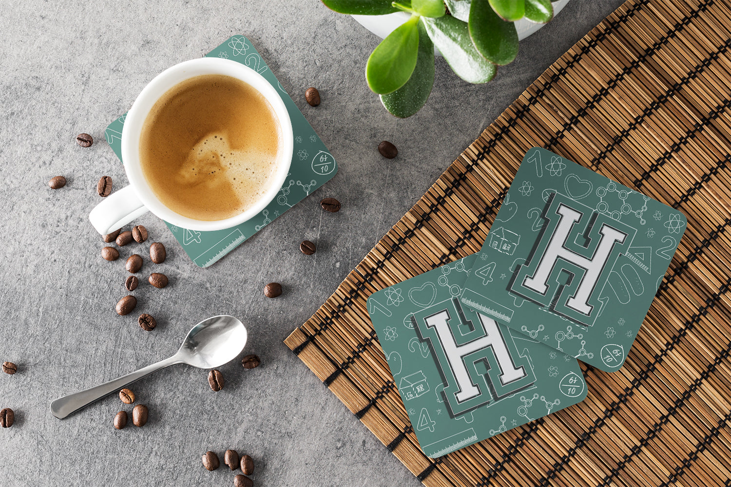 Set of 4 Letter H Back to School Initial Foam Coasters CJ2010-HFC - the-store.com