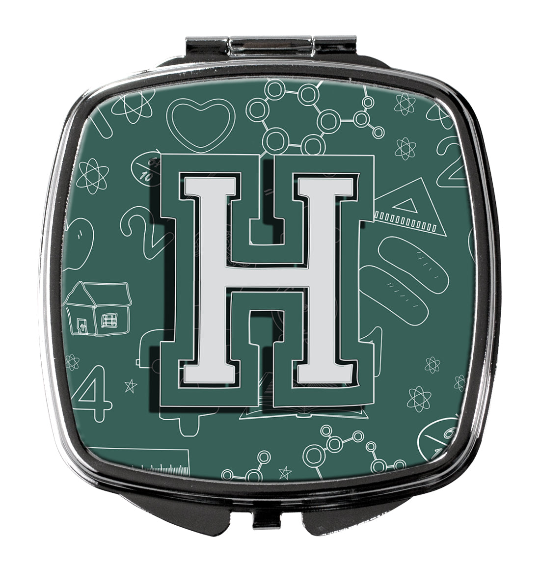 Caroline's Treasures Letter H Back to School Initial Compact Mirror – Stylish Purse Mirror with Artistic Covers CJ2010-HSCM