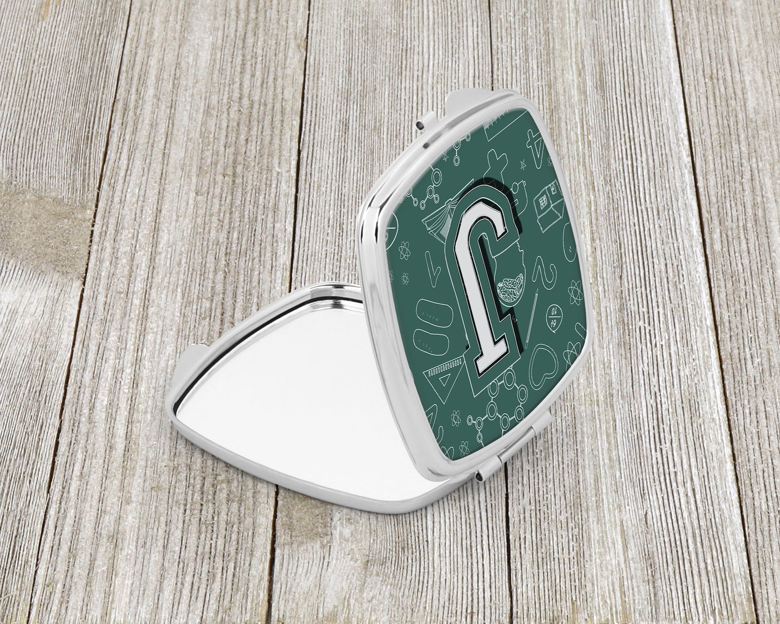 Caroline's Treasures Letter J Back to School Initial Compact Mirror – Stylish Purse Mirror with Artistic Covers CJ2010-JSCM