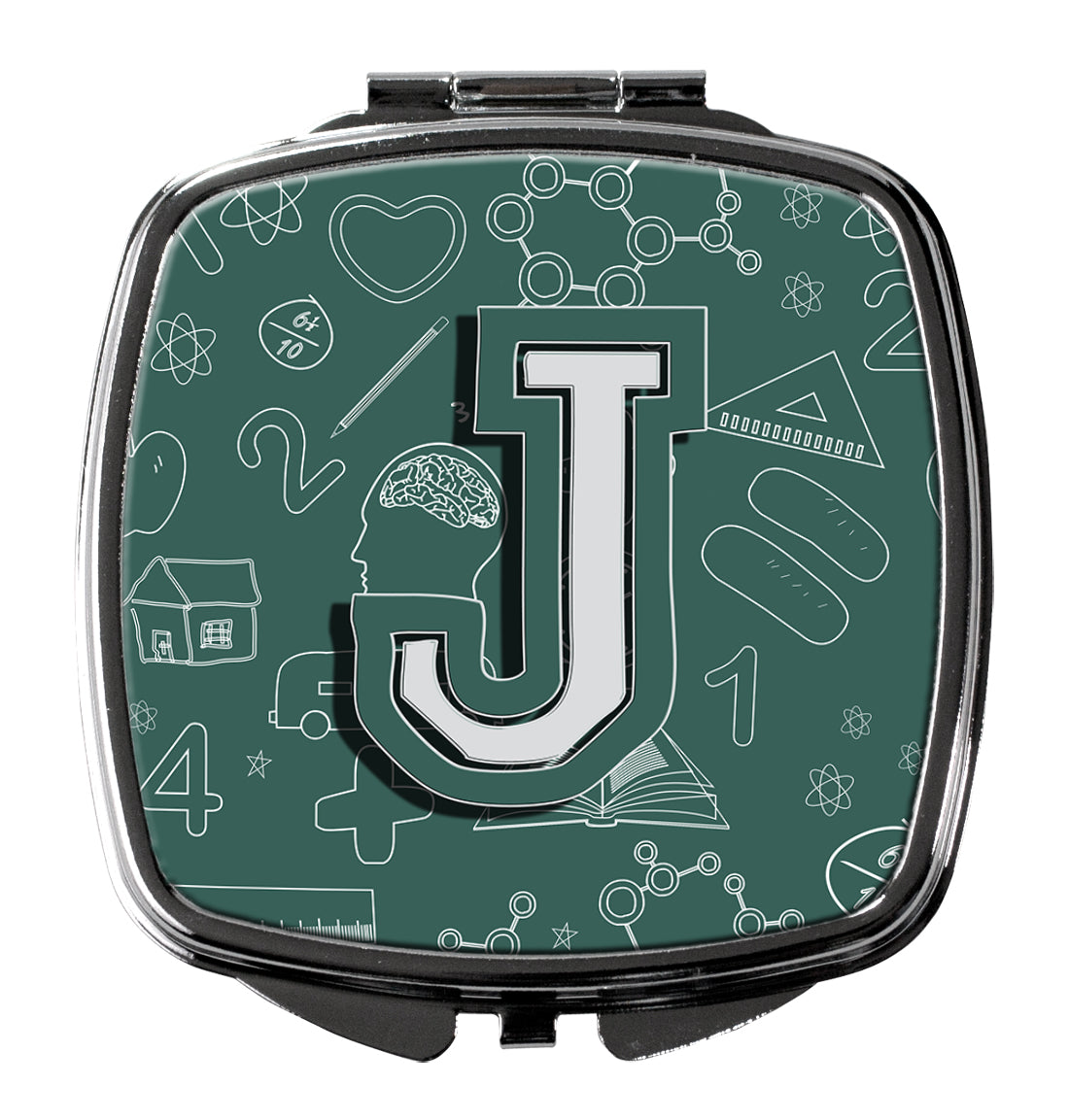 Caroline's Treasures Letter J Back to School Initial Compact Mirror – Stylish Purse Mirror with Artistic Covers CJ2010-JSCM