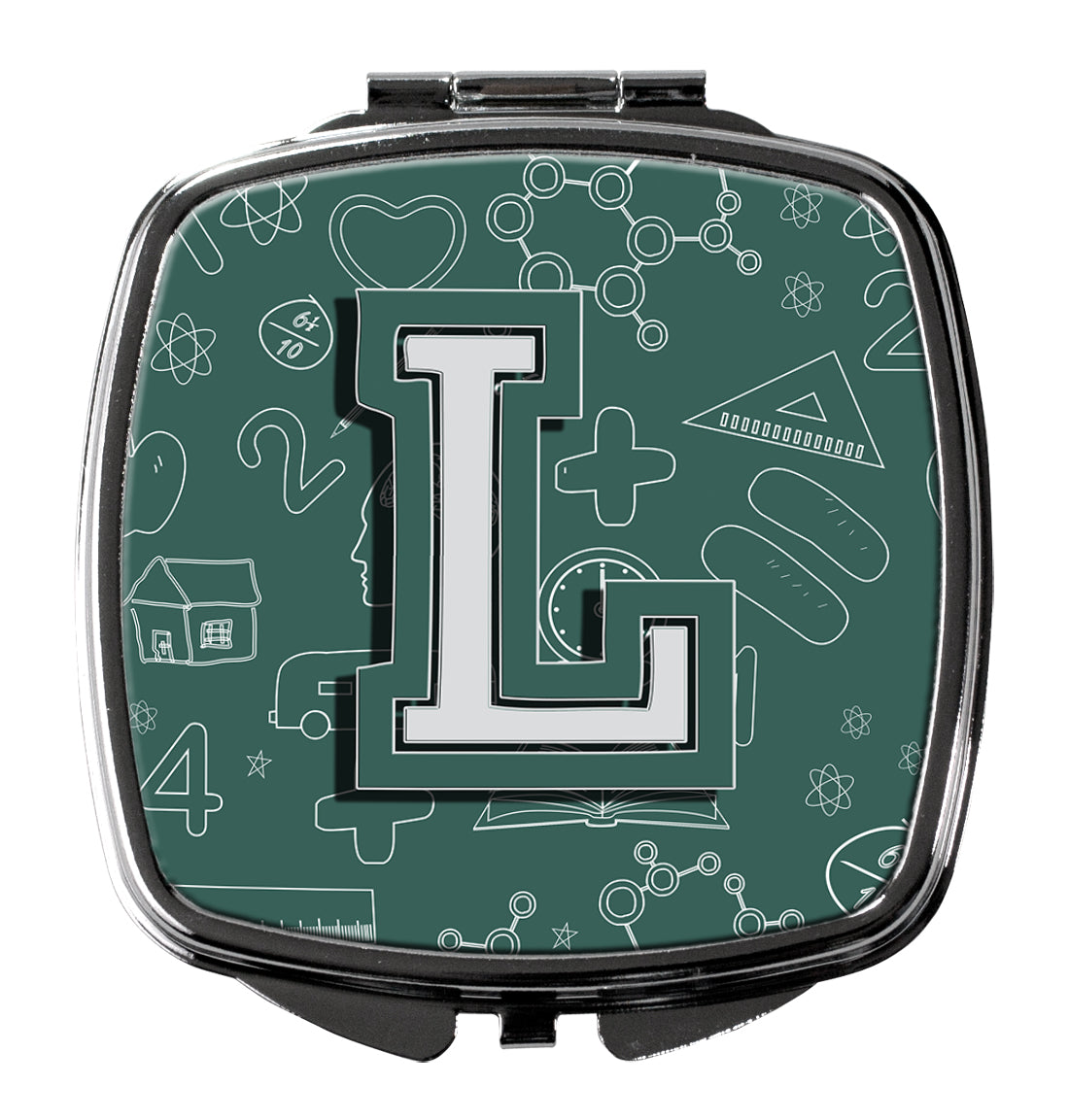 Caroline's Treasures Letter L Back to School Initial Compact Mirror – Stylish Purse Mirror with Artistic Covers CJ2010-LSCM