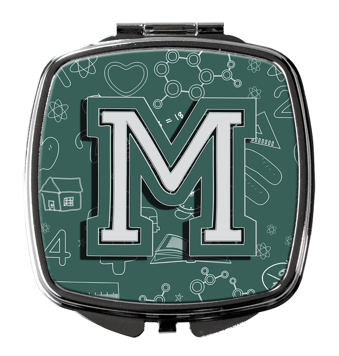 Caroline's Treasures Letter M Back to School Initial Compact Mirror – Stylish Purse Mirror with Artistic Covers CJ2010-MSCM