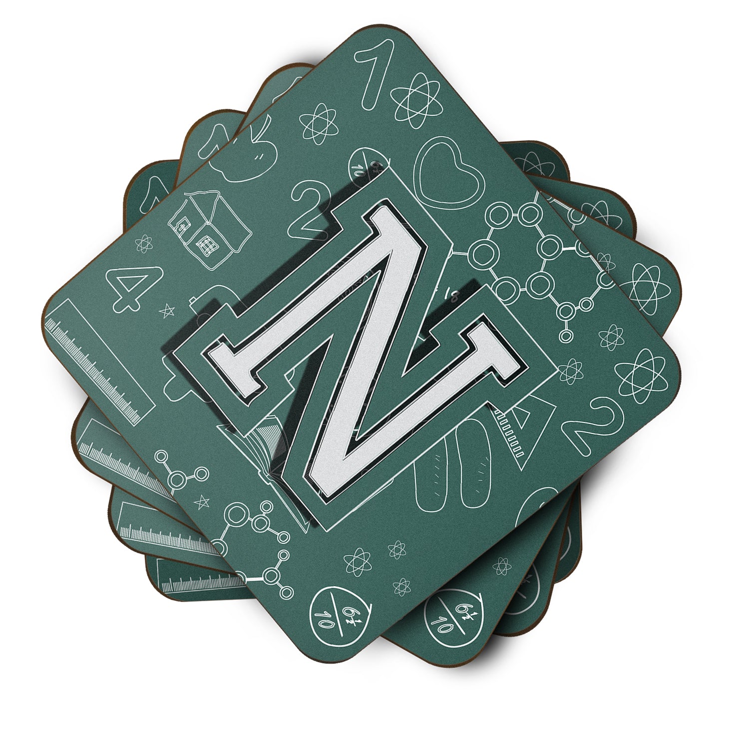 Set of 4 Letter N Back to School Initial Foam Coasters CJ2010-NFC - the-store.com