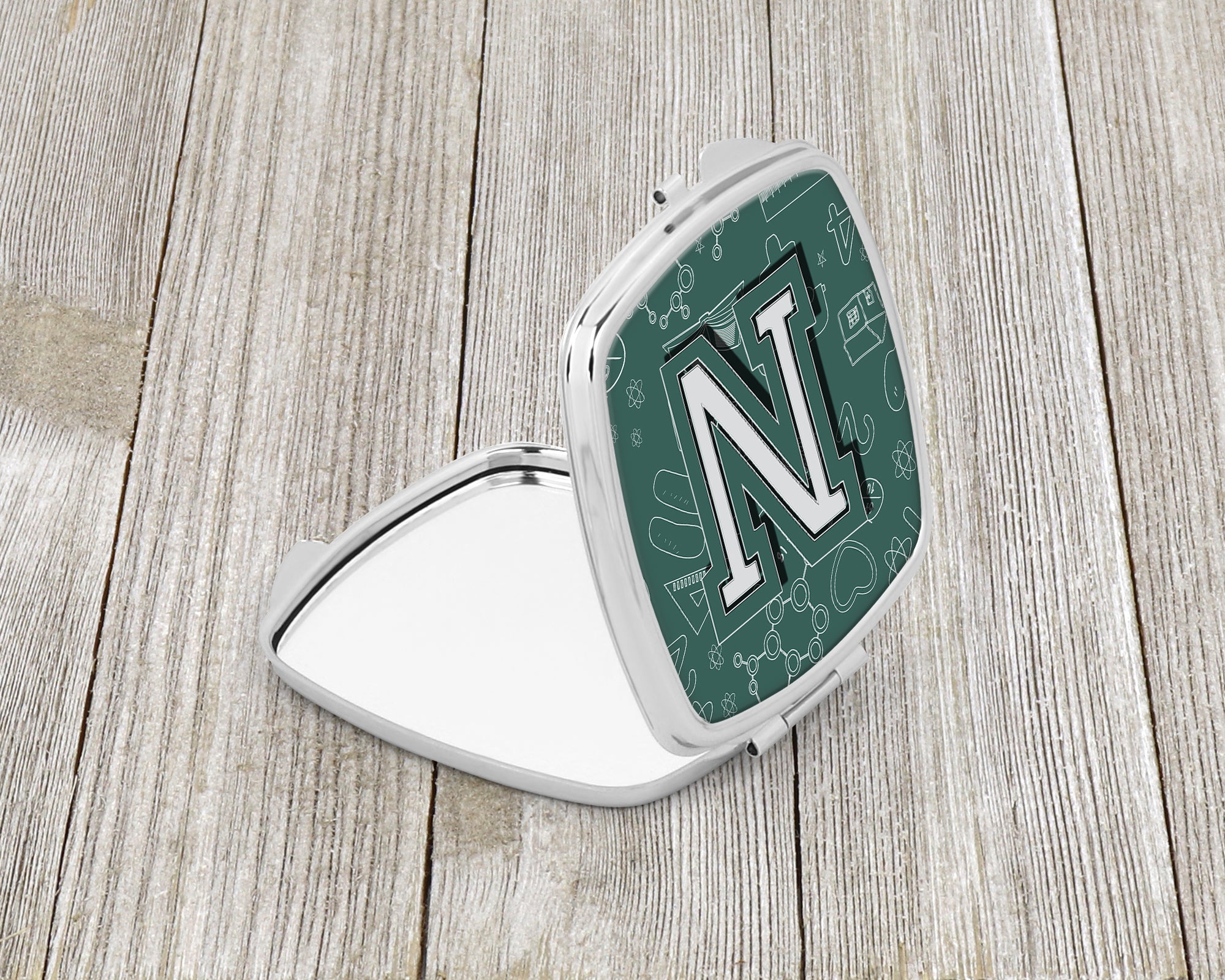 Caroline's Treasures Letter N Back to School Initial Compact Mirror – Stylish Purse Mirror with Artistic Covers CJ2010-NSCM