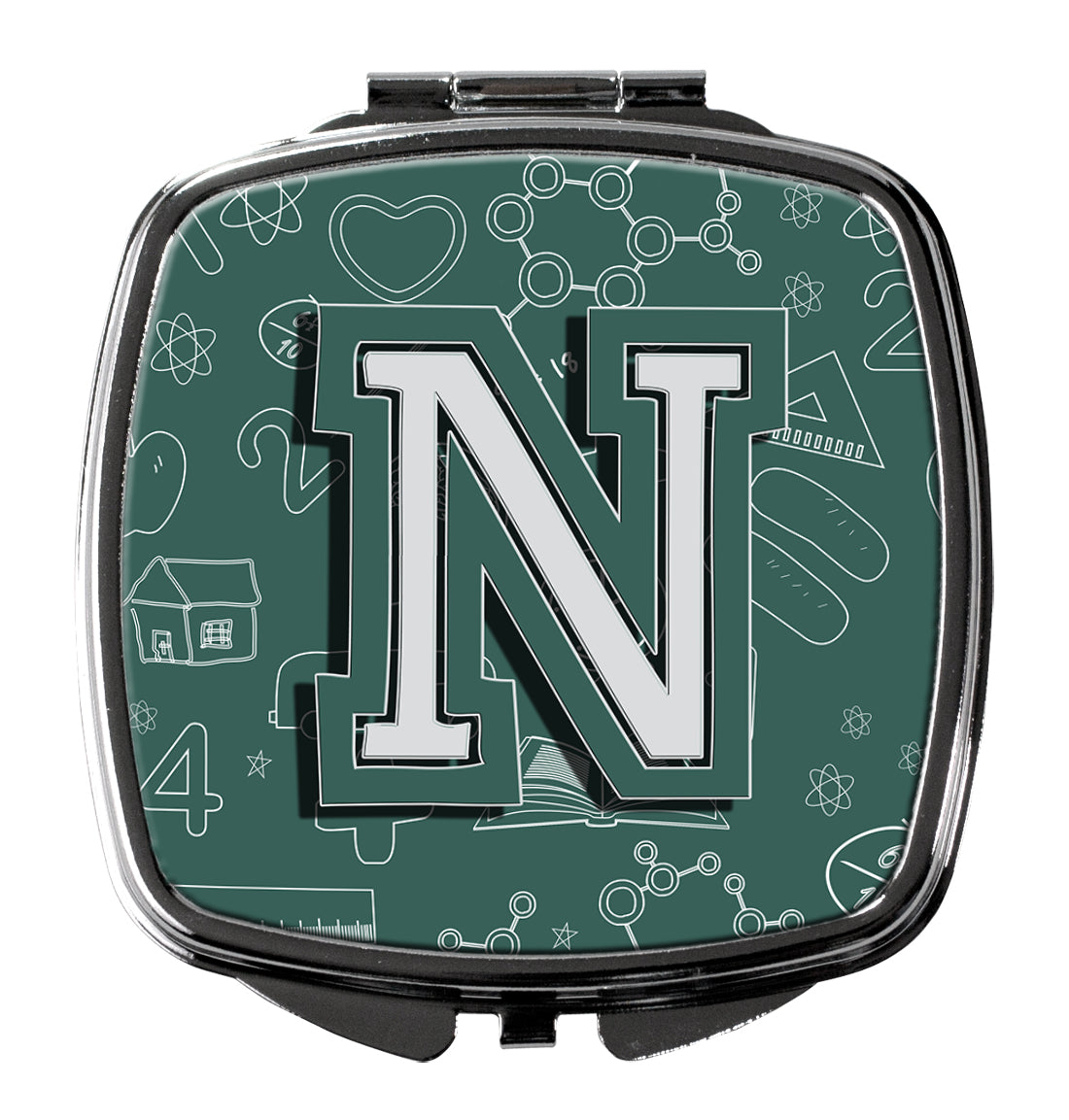 Caroline's Treasures Letter N Back to School Initial Compact Mirror – Stylish Purse Mirror with Artistic Covers CJ2010-NSCM