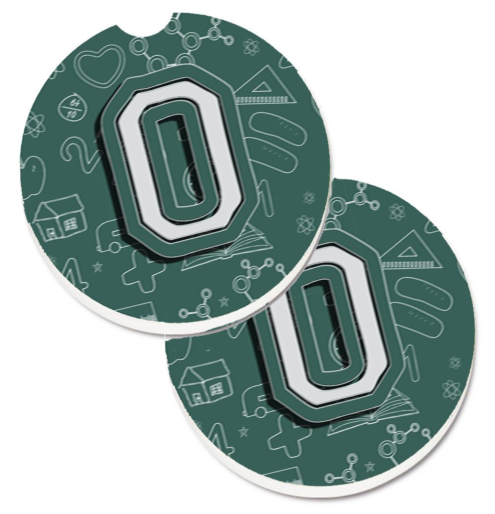 Letter O Back to School Initial Set of 2 Cup Holder Car Coasters CJ2010-OCARC by Caroline&#39;s Treasures