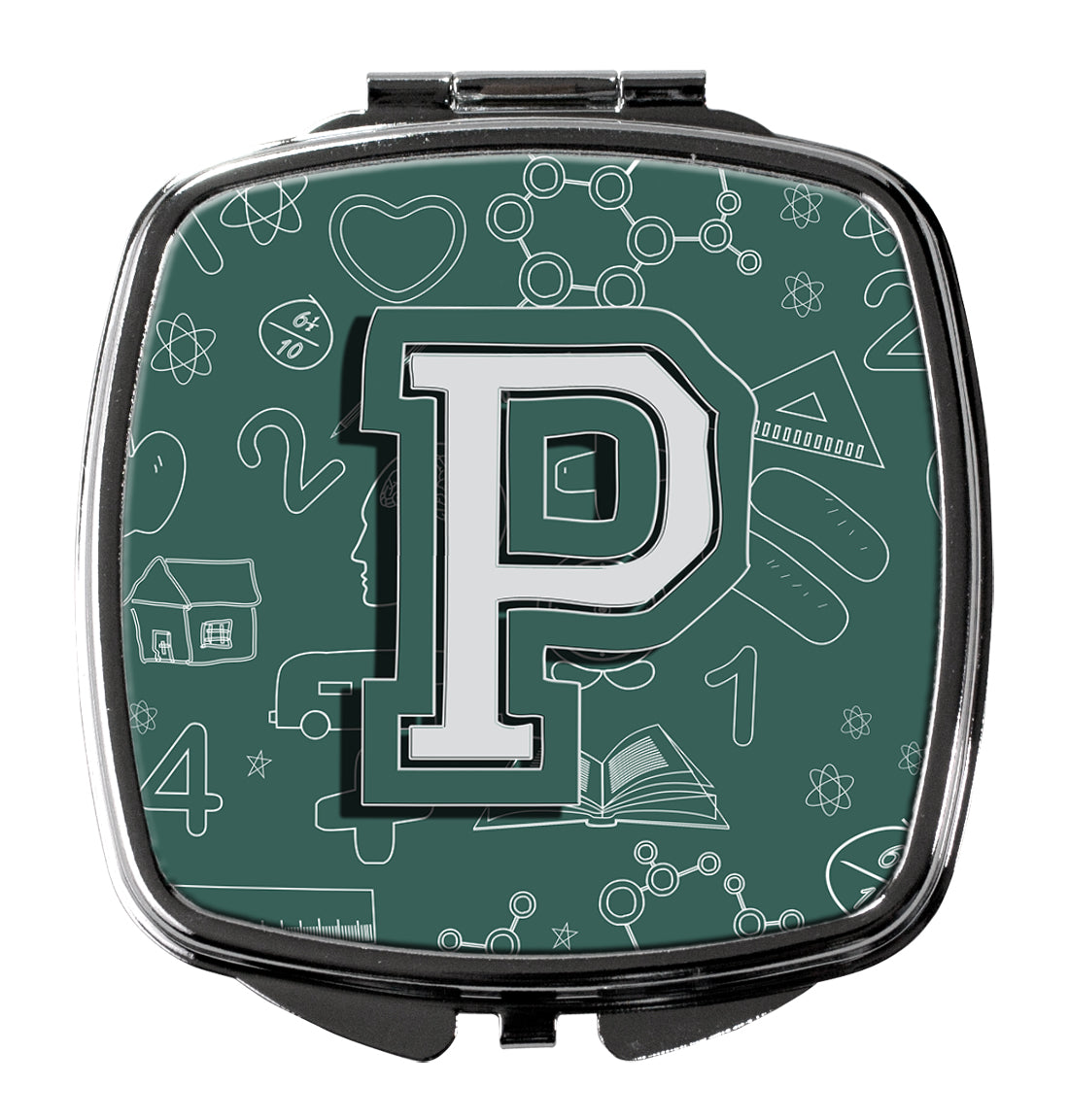 Caroline's Treasures Letter P Back to School Initial Compact Mirror – Stylish Purse Mirror with Artistic Covers CJ2010-PSCM