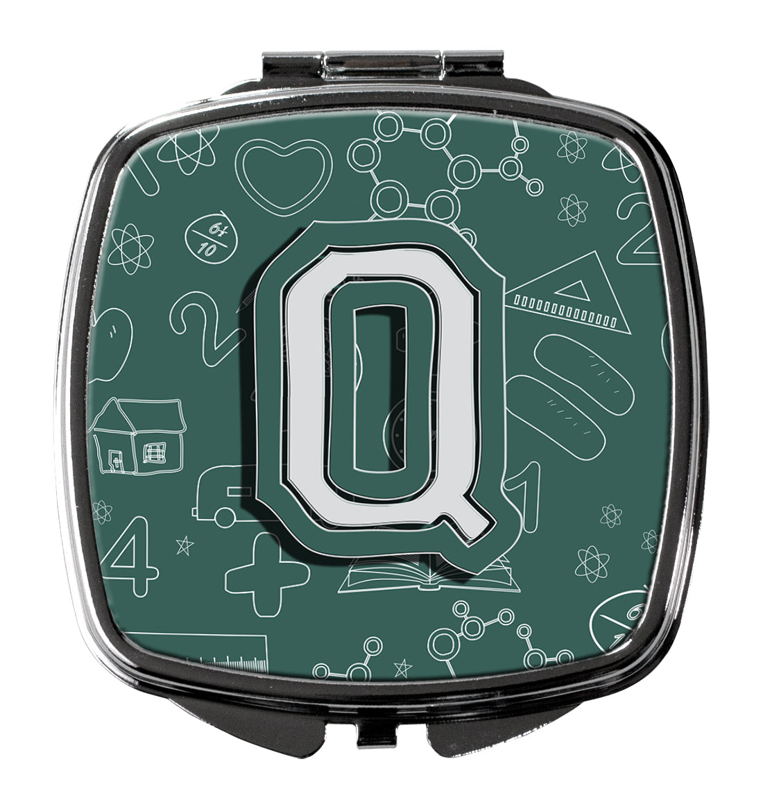 Caroline's Treasures Letter Q Back to School Initial Compact Mirror – Stylish Purse Mirror with Artistic Covers CJ2010-QSCM