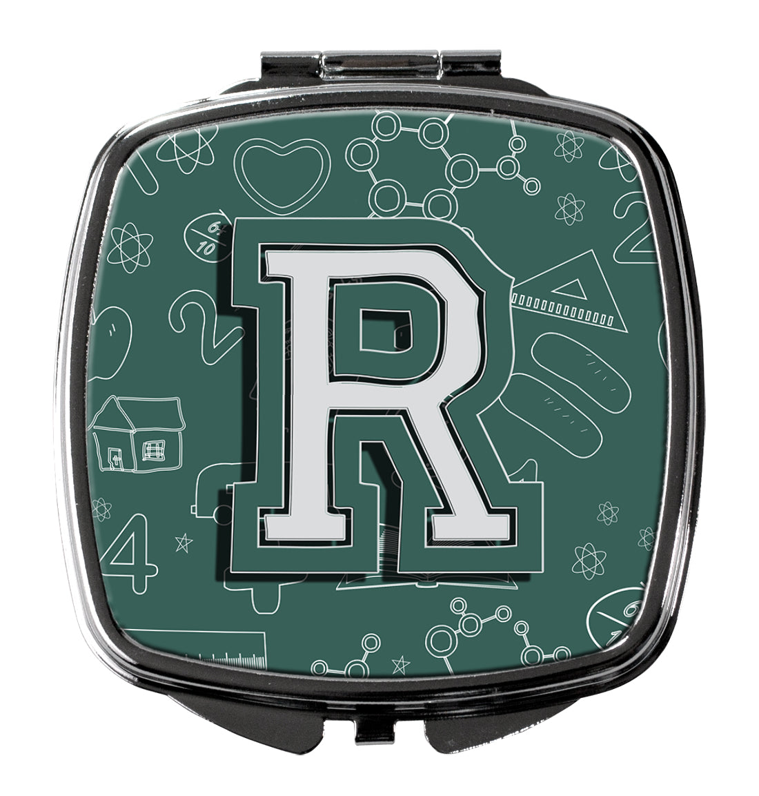 Caroline's Treasures Letter R Back to School Initial Compact Mirror – Stylish Purse Mirror with Artistic Covers CJ2010-RSCM