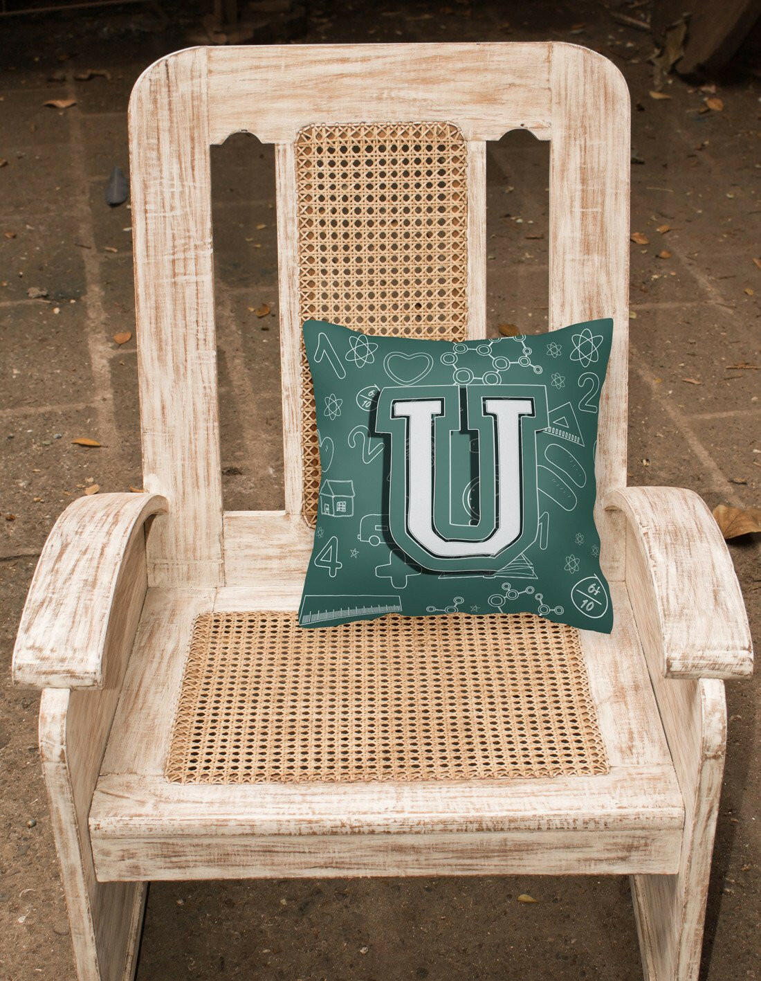 Letter U Back to School Initial Canvas Fabric Decorative Pillow CJ2010-UPW1414 by Caroline's Treasures