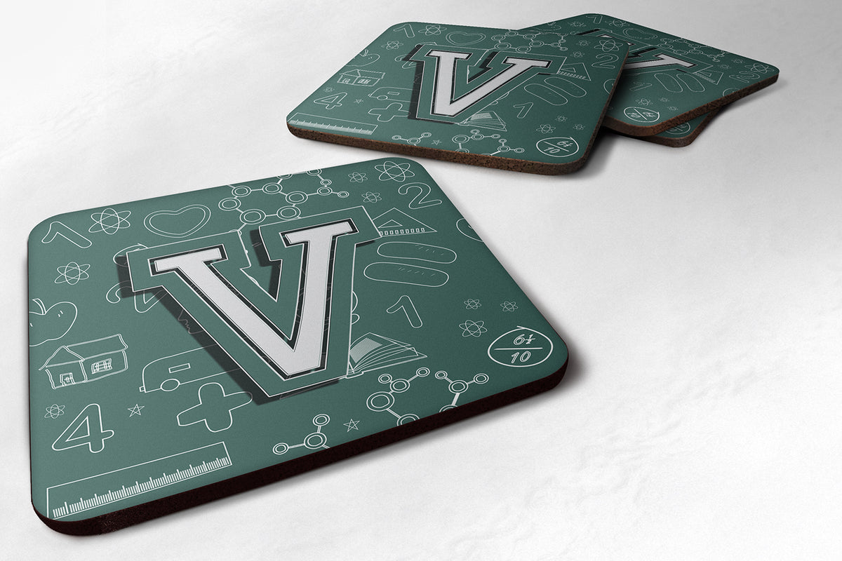 Set of 4 Letter V Back to School Initial Foam Coasters CJ2010-VFC - the-store.com