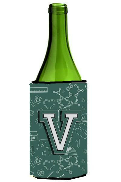 Letter V Back to School Initial Wine Bottle Beverage Insulator Hugger CJ2010-VLITERK by Caroline&#39;s Treasures