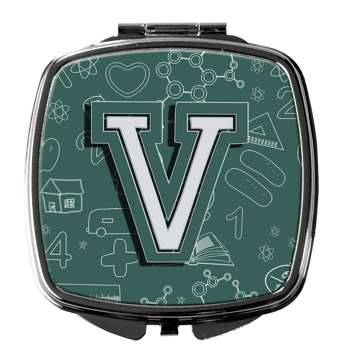 Caroline's Treasures Letter V Back to School Initial Compact Mirror – Stylish Purse Mirror with Artistic Covers CJ2010-VSCM