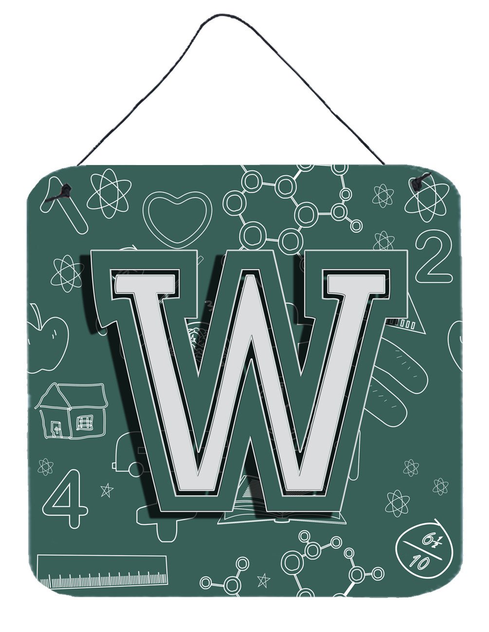 Letter W Back to School Initial Wall or Door Hanging Prints CJ2010-WDS66 by Caroline's Treasures