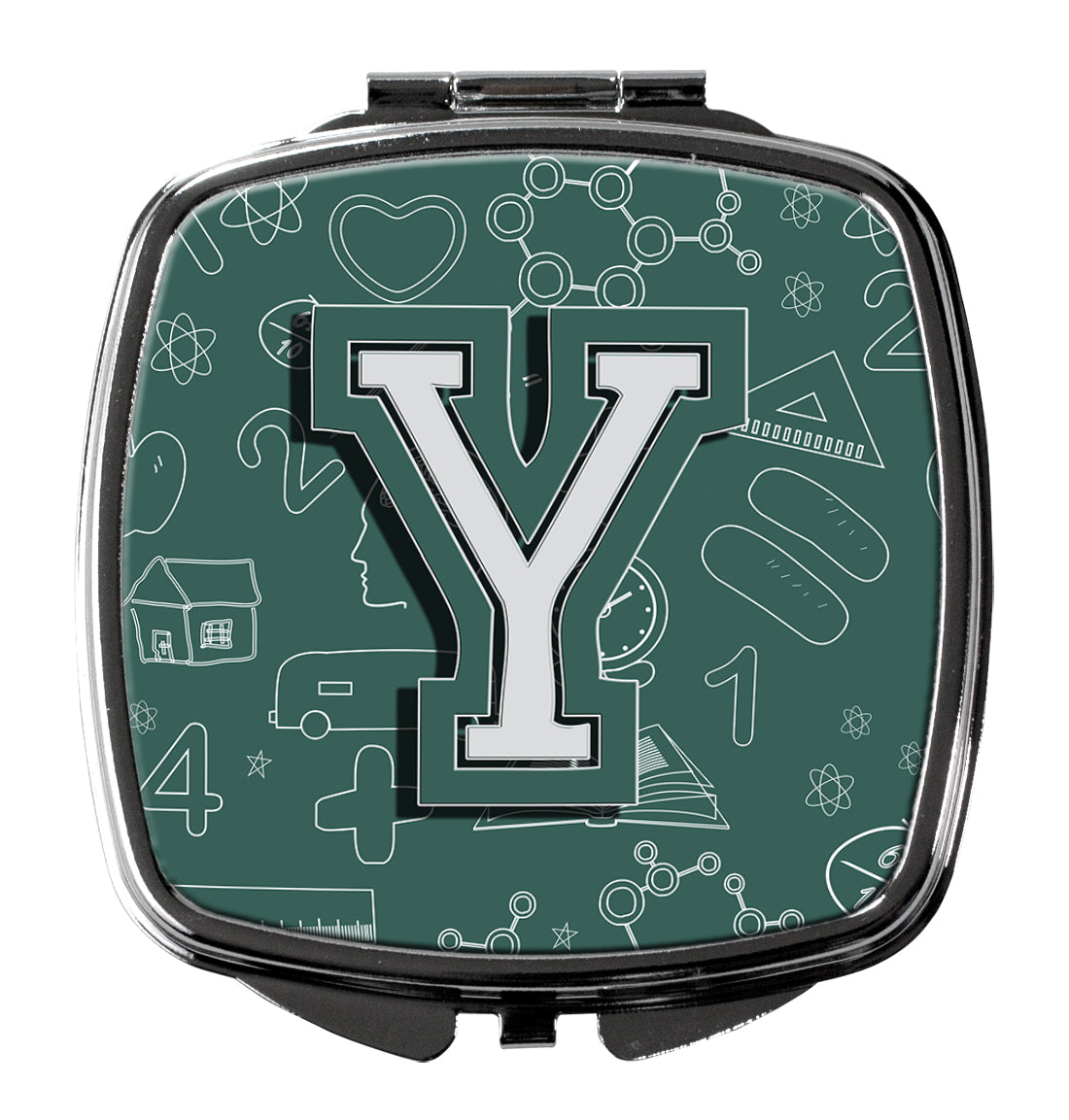 Caroline's Treasures Letter Y Back to School Initial Compact Mirror – Stylish Purse Mirror with Artistic Covers CJ2010-YSCM