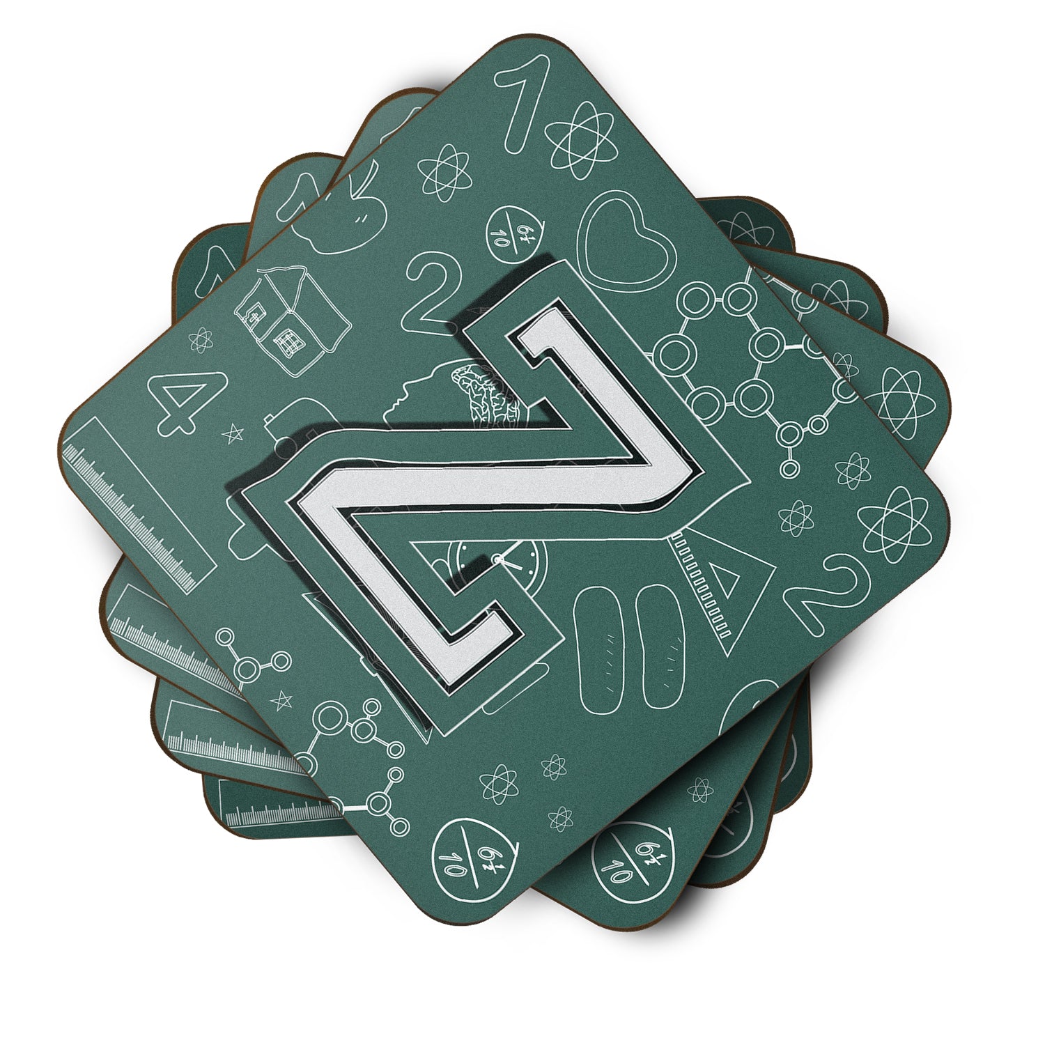Set of 4 Letter Z Back to School Initial Foam Coasters CJ2010-ZFC - the-store.com