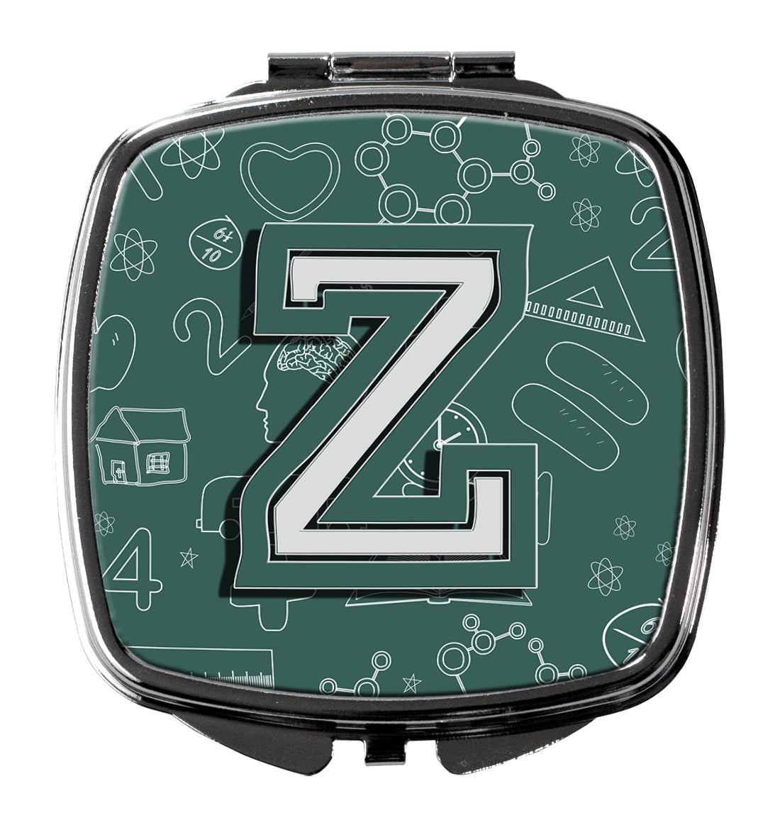 Caroline's Treasures Letter Z Back to School Initial Compact Mirror – Stylish Purse Mirror with Artistic Covers CJ2010-ZSCM