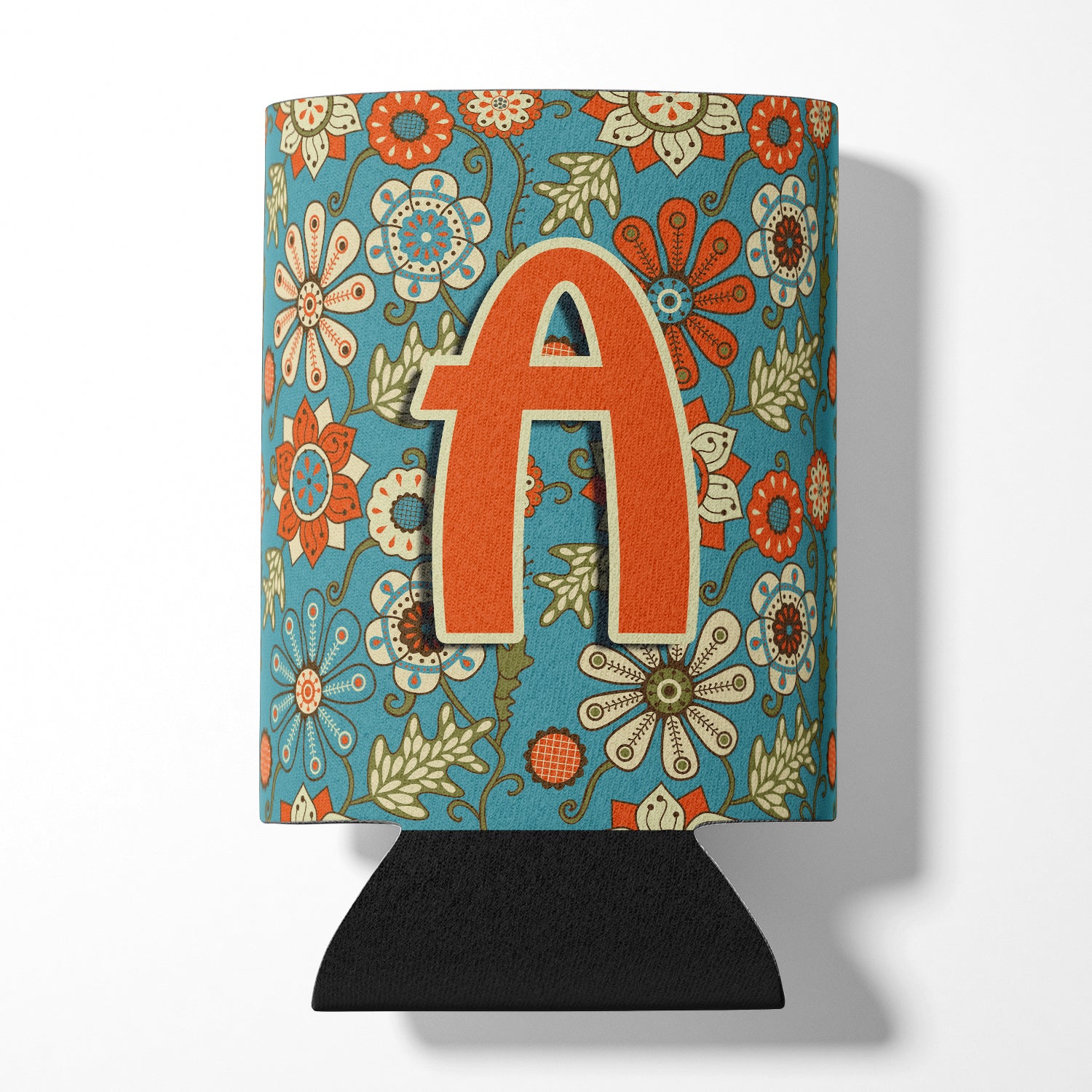 Letter A Flowers Retro Blue Can or Bottle Hugger CJ2012-ACC  the-store.com.