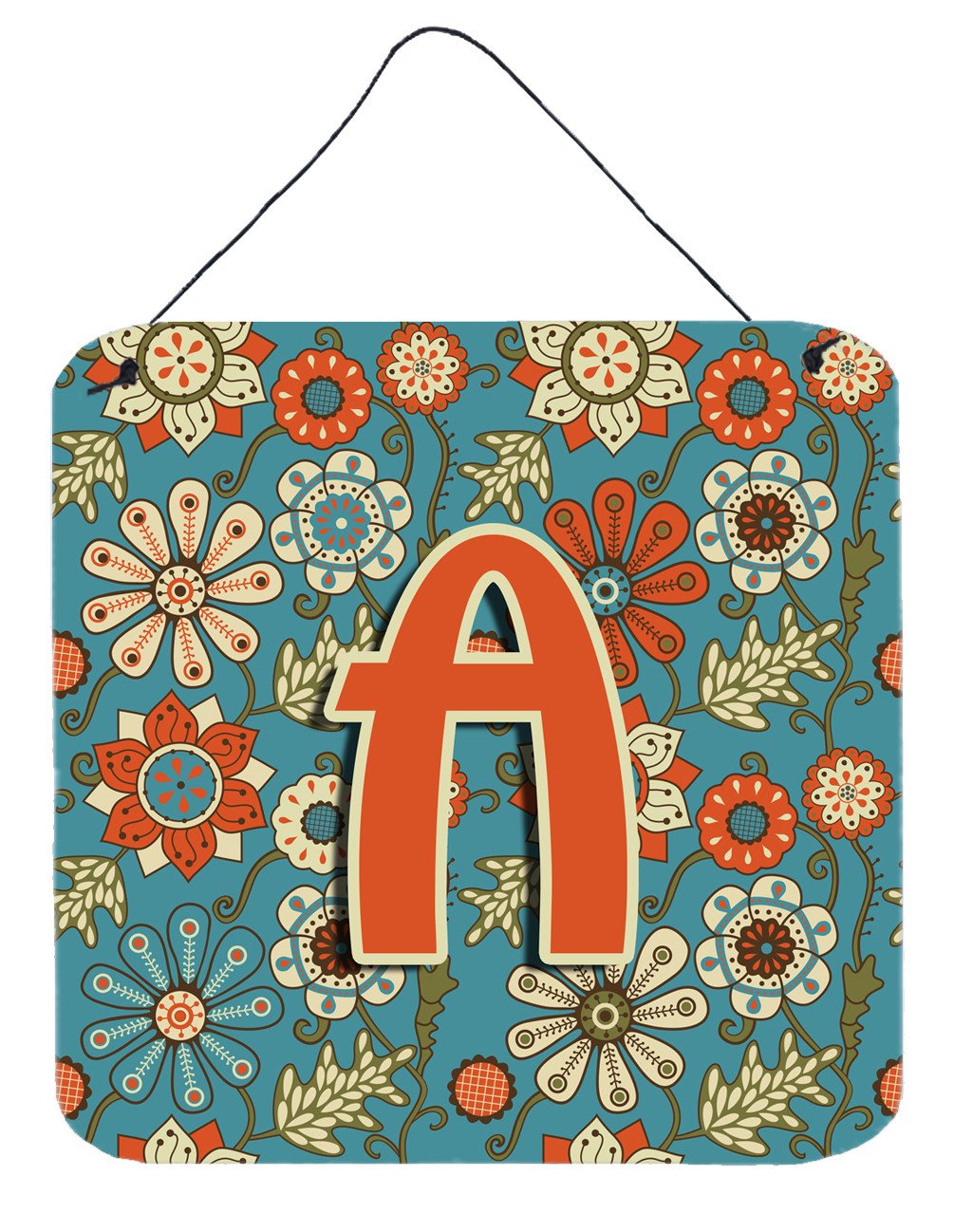 Letter A Flowers Retro Blue Wall or Door Hanging Prints CJ2012-ADS66 by Caroline's Treasures