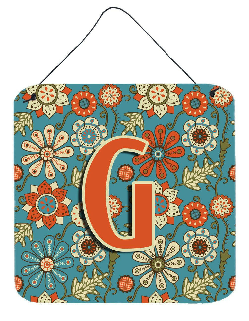 Letter G Flowers Retro Blue Wall or Door Hanging Prints CJ2012-GDS66 by Caroline&#39;s Treasures