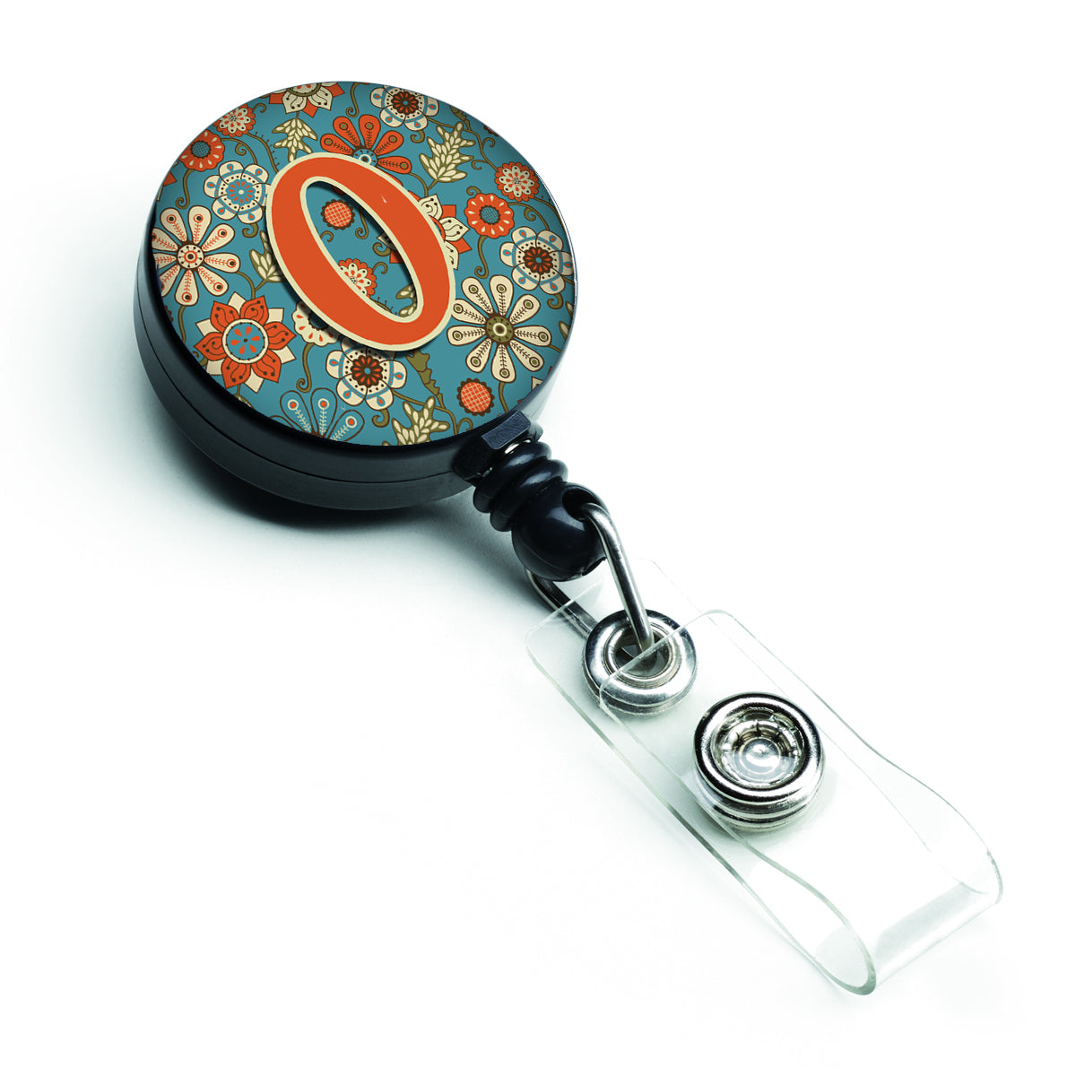 Caroline's Treasures Letter O Flowers Retro Blue Retractable Badge Reel CJ2012-OBR