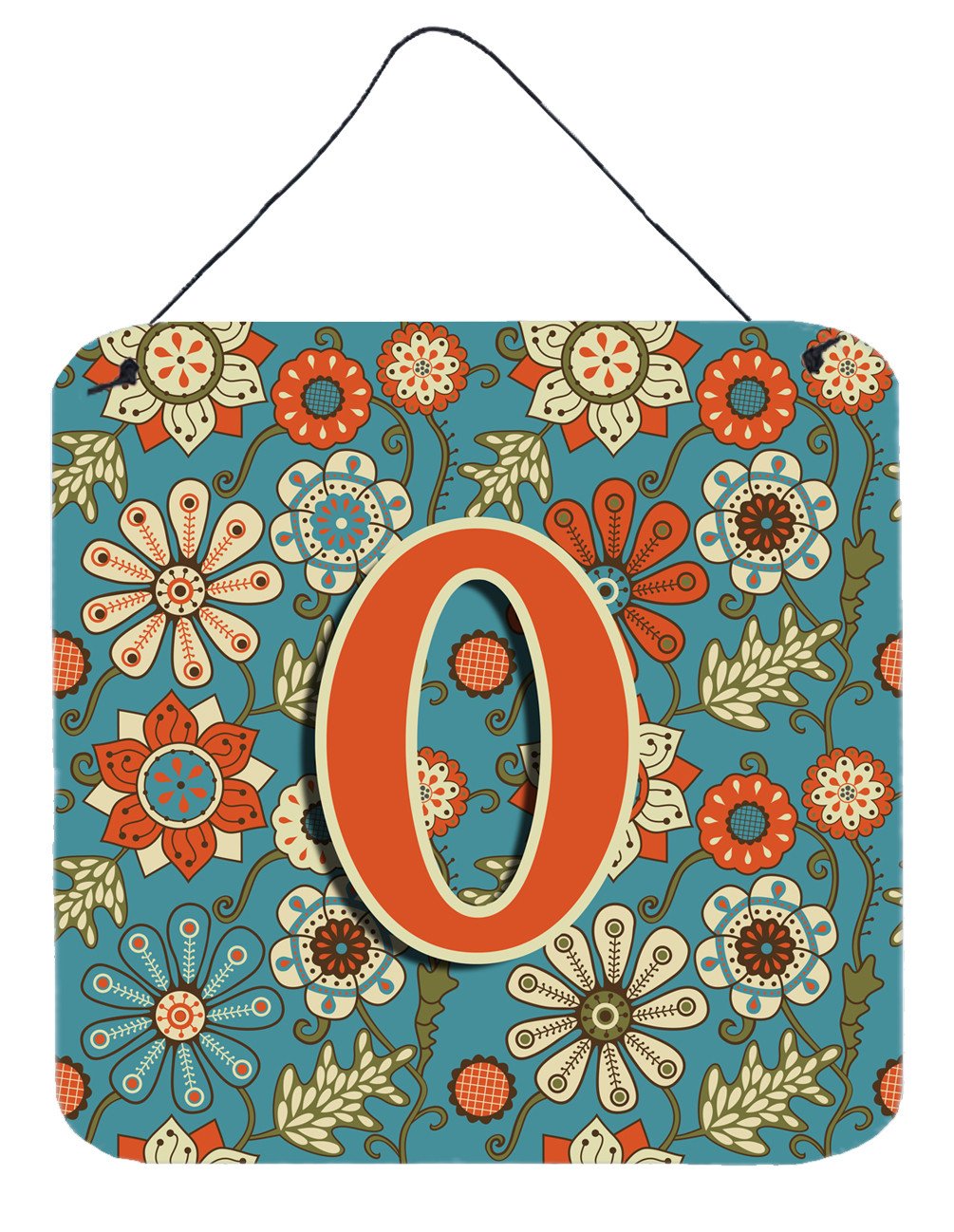 Letter O Flowers Retro Blue Wall or Door Hanging Prints CJ2012-ODS66 by Caroline&#39;s Treasures