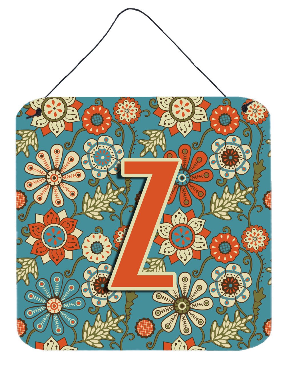 Letter Z Flowers Retro Blue Wall or Door Hanging Prints CJ2012-ZDS66 by Caroline&#39;s Treasures
