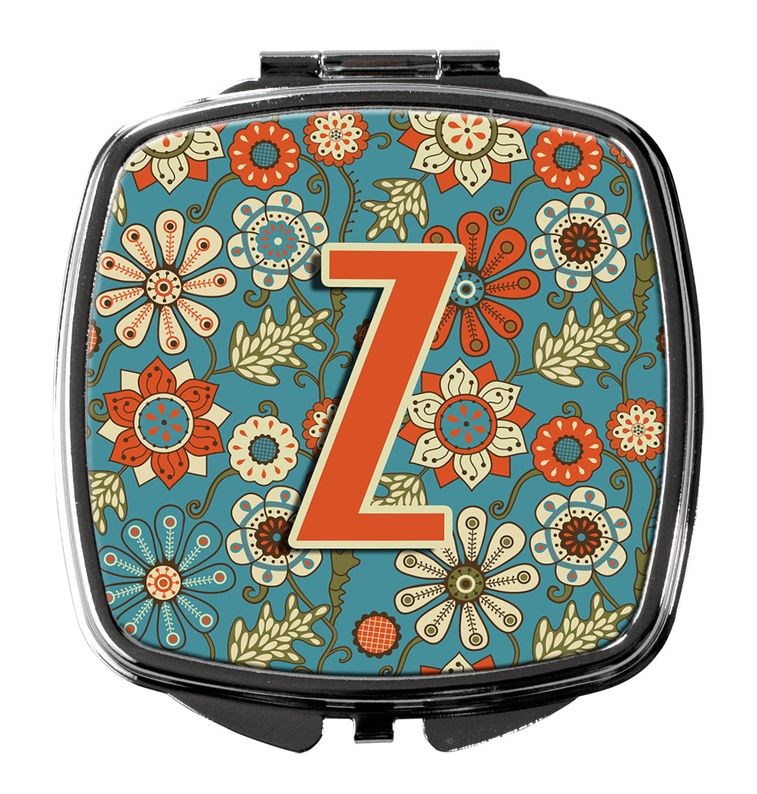 Caroline's Treasures Letter Z Flowers Retro Blue Compact Mirror – Stylish Purse Mirror with Artistic Covers CJ2012-ZSCM