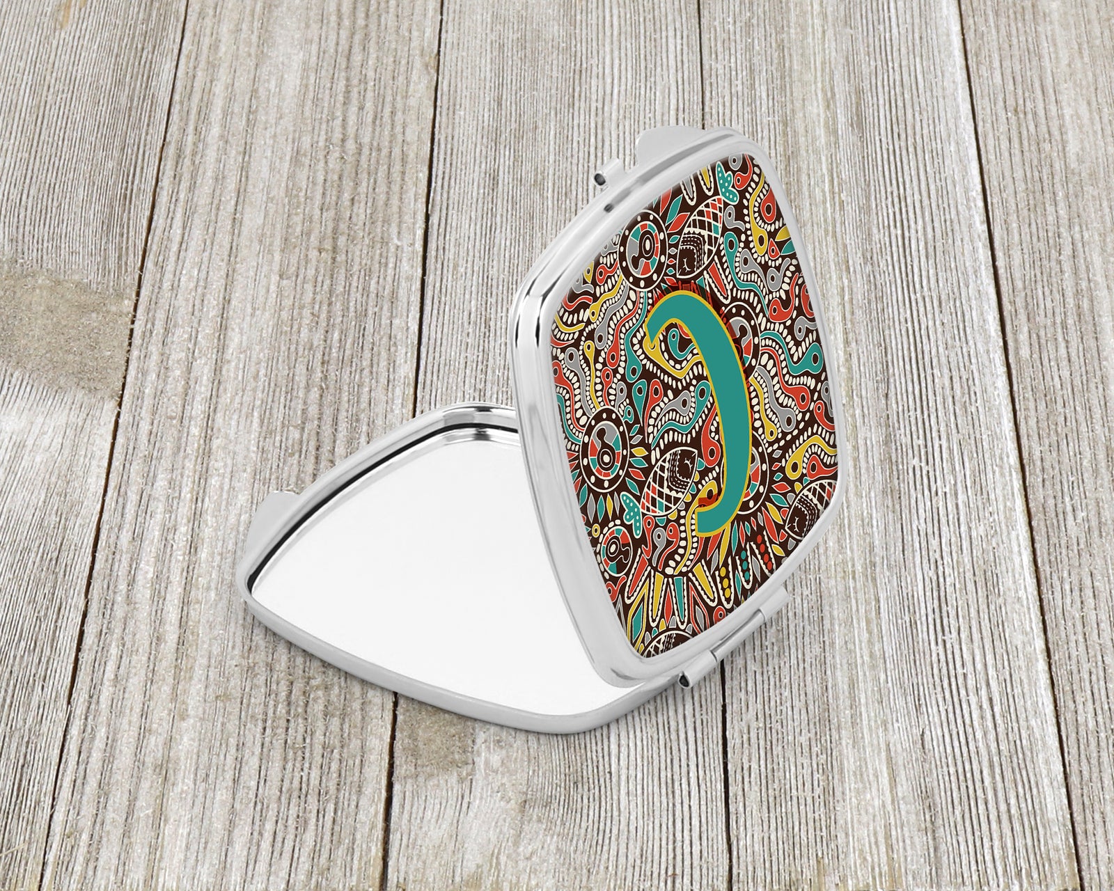 Caroline's Treasures Letter C Retro Tribal Alphabet Initial Compact Mirror – Stylish Purse Mirror with Artistic Covers CJ2013-CSCM
