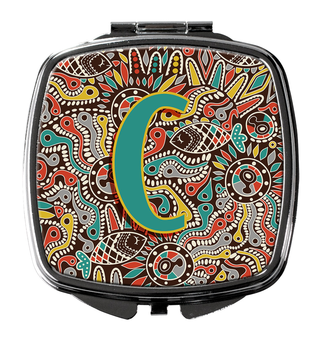 Letter C Retro Tribal Alphabet Initial Compact Mirror CJ2013-CSCM  the-store.com.
