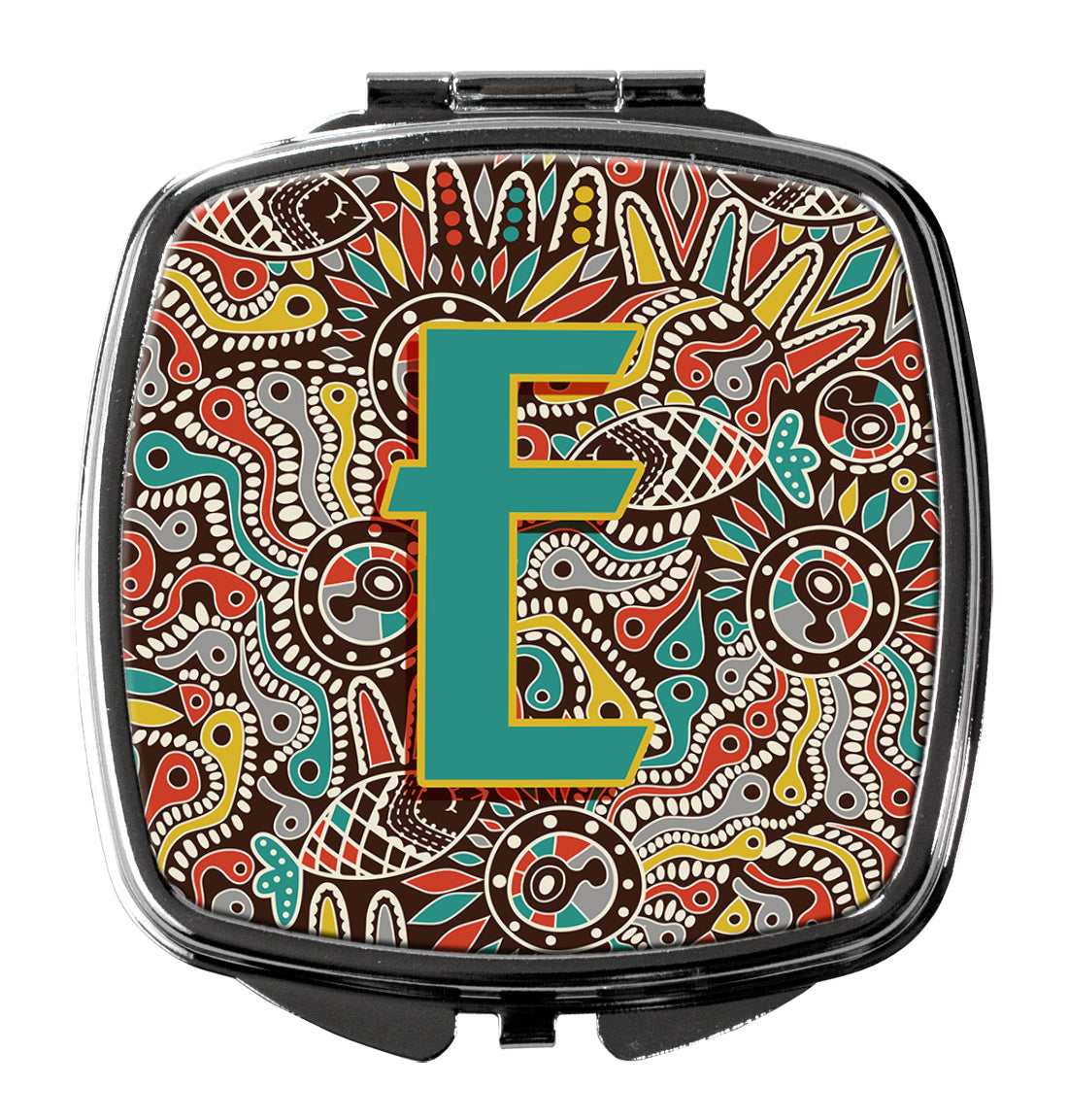Letter E Retro Tribal Alphabet Initial Compact Mirror CJ2013-ESCM