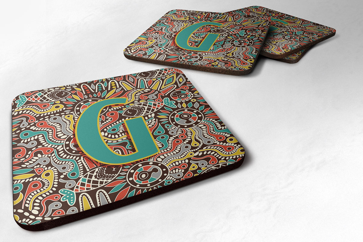 Set of 4 Letter G Retro Tribal Alphabet Initial Foam Coasters CJ2013-GFC - the-store.com