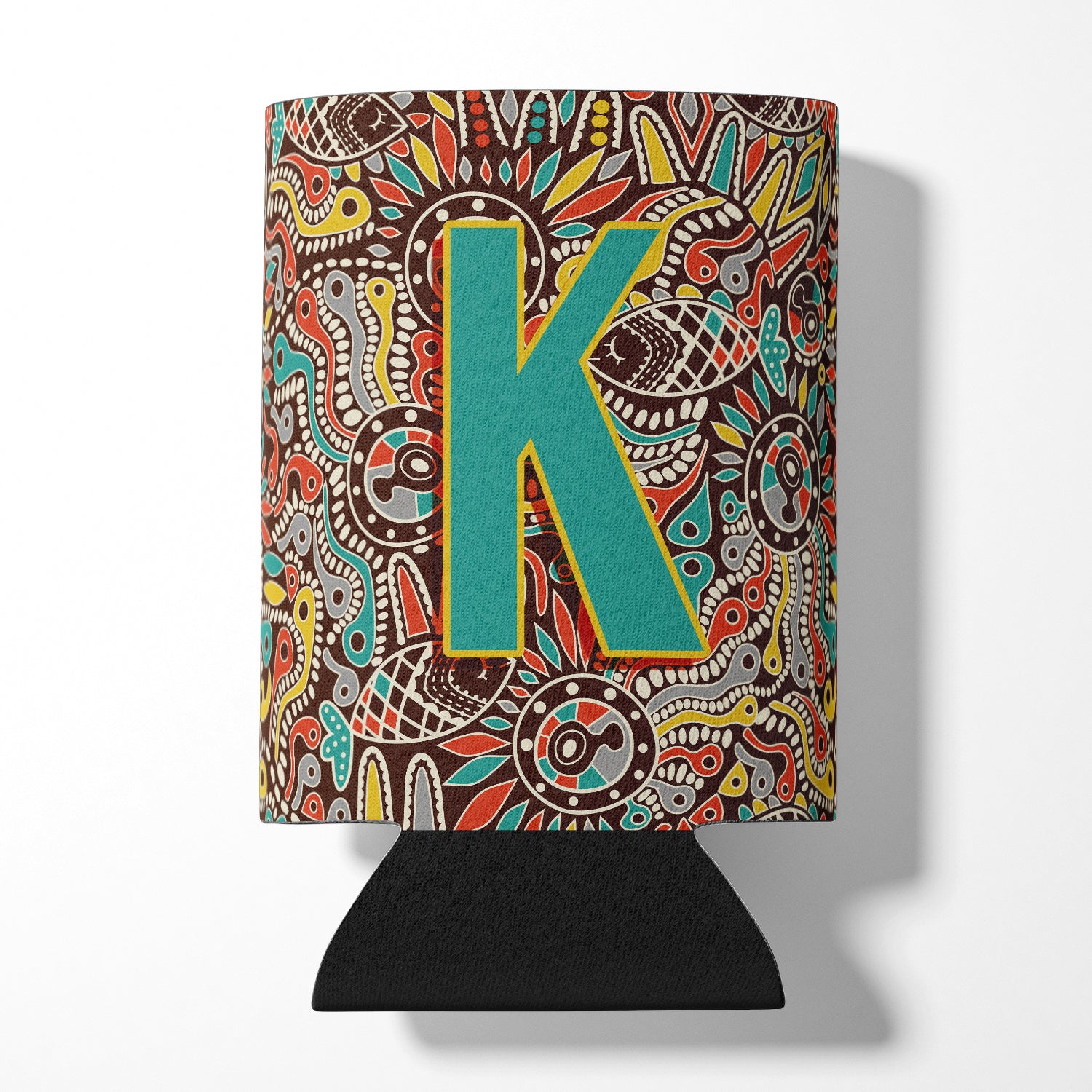 Letter K Retro Tribal Alphabet Initial Can or Bottle Hugger CJ2013-KCC