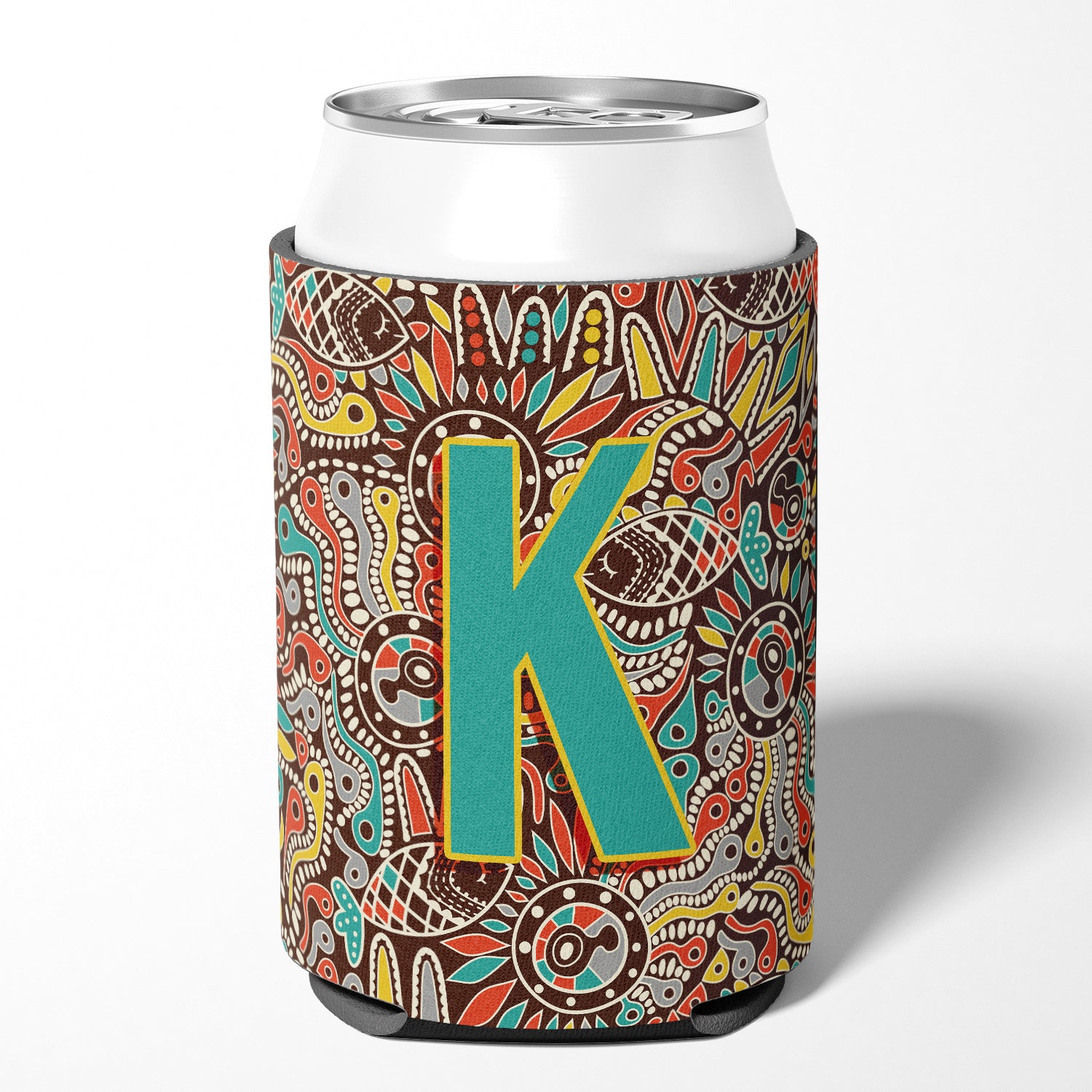 Letter K Retro Tribal Alphabet Initial Can or Bottle Hugger CJ2013-KCC.