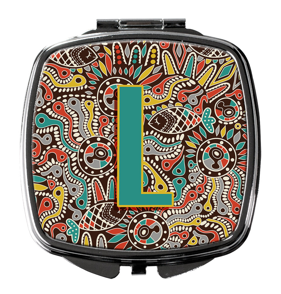 Letter L Retro Tribal Alphabet Initial Compact Mirror CJ2013-LSCM