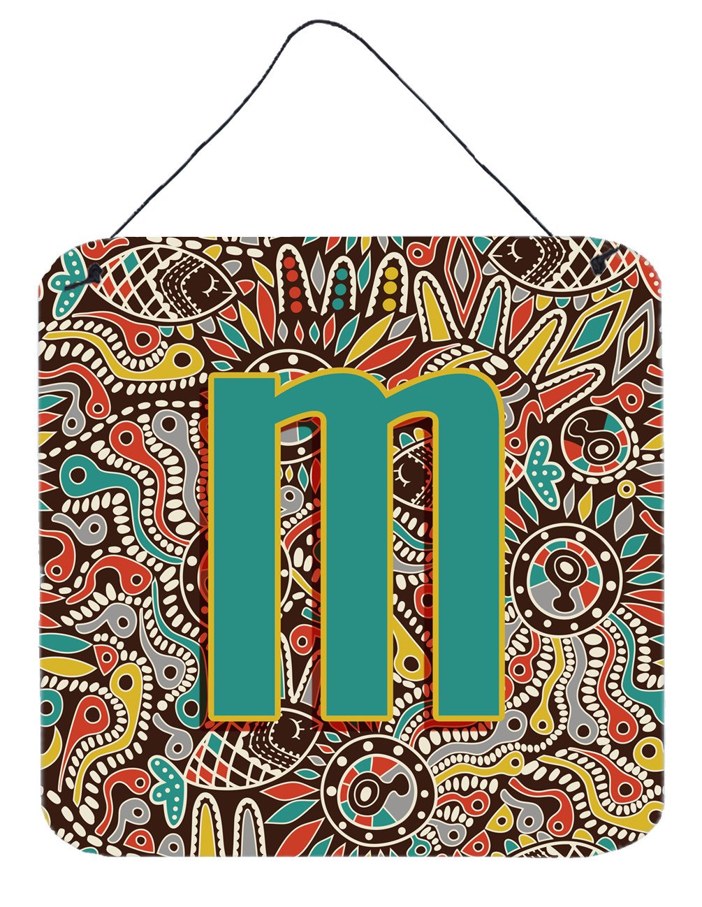 Letter M Retro Tribal Alphabet Initial Wall or Door Hanging Prints CJ2013-MDS66 by Caroline&#39;s Treasures
