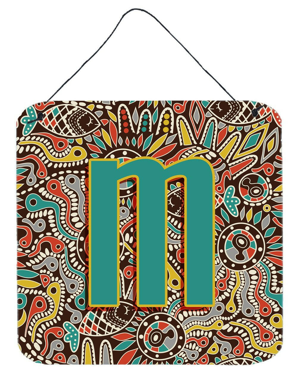 Letter M Retro Tribal Alphabet Initial Wall or Door Hanging Prints CJ2013-MDS66 by Caroline's Treasures