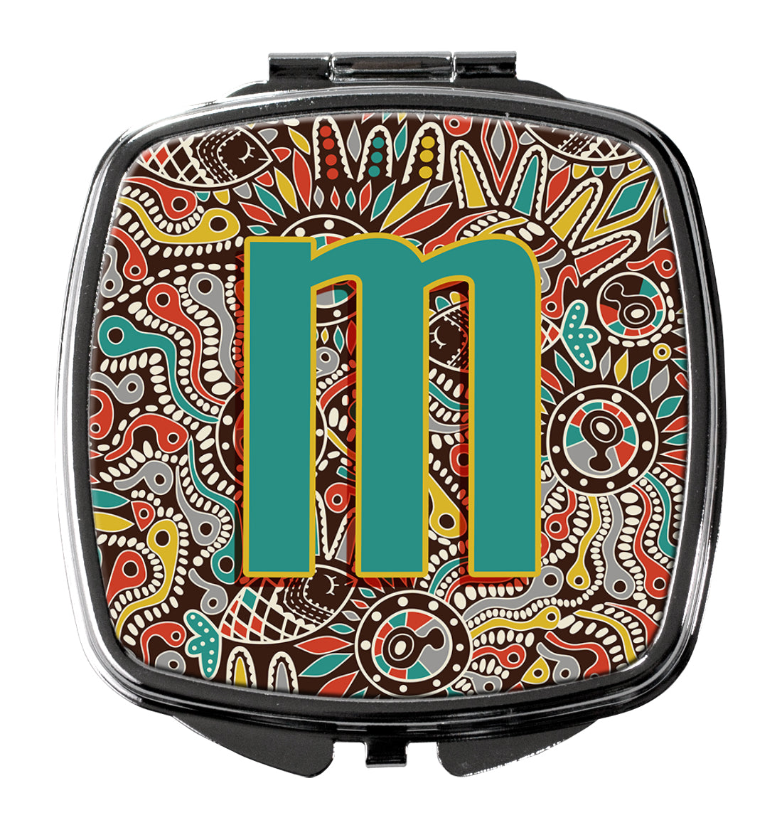 Letter M Retro Tribal Alphabet Initial Compact Mirror CJ2013-MSCM  the-store.com.