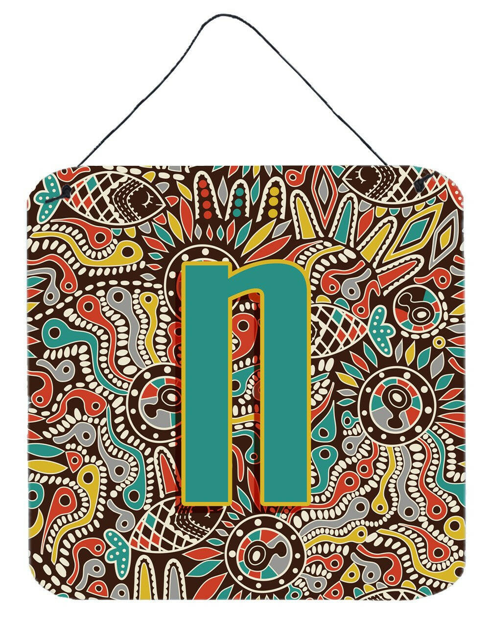 Letter N Retro Tribal Alphabet Initial Wall or Door Hanging Prints CJ2013-NDS66 by Caroline&#39;s Treasures