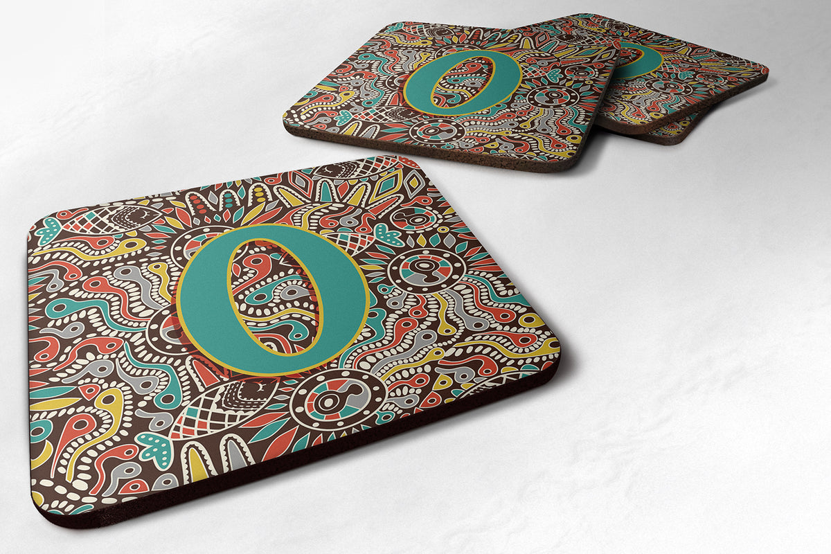 Set of 4 Letter O Retro Tribal Alphabet Initial Foam Coasters CJ2013-OFC - the-store.com